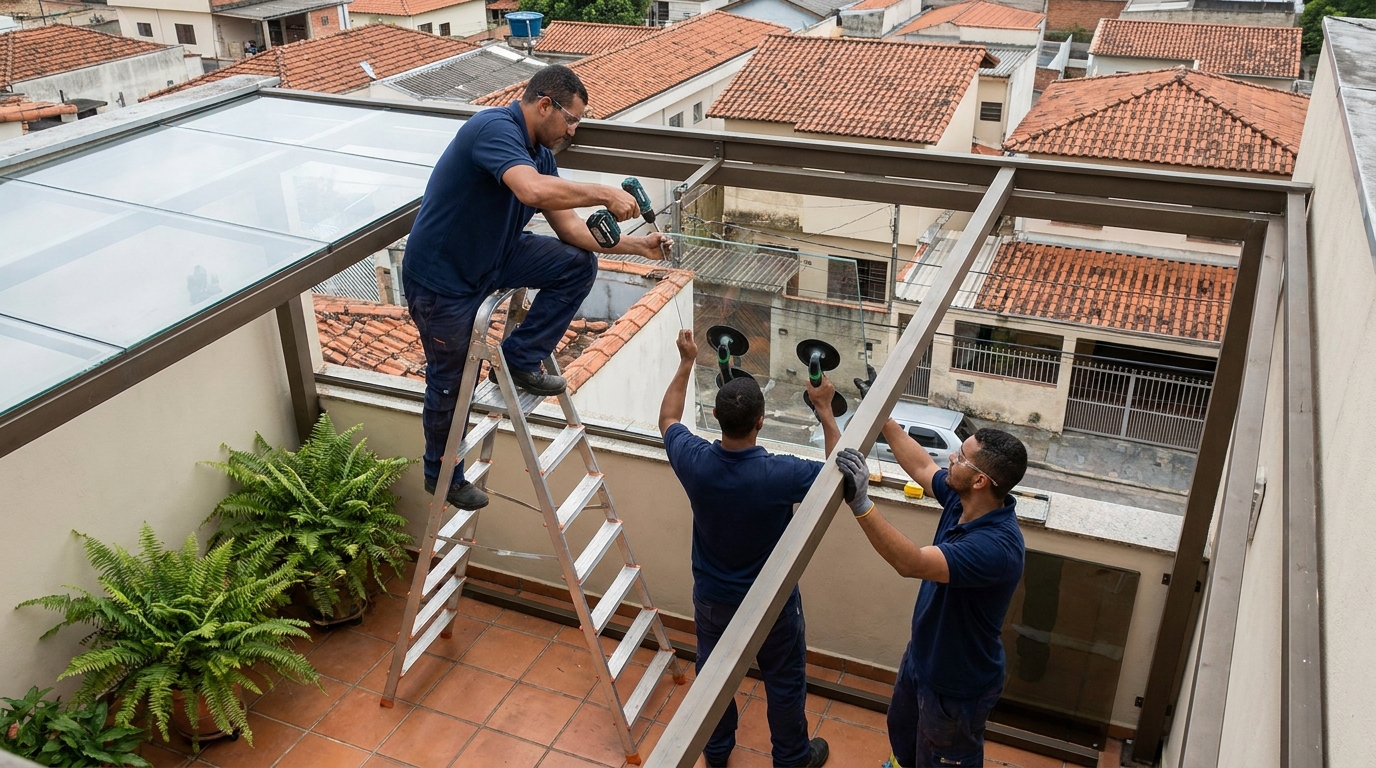 Cobertura de vidro em terraço com telhados em Rio Branco-AC