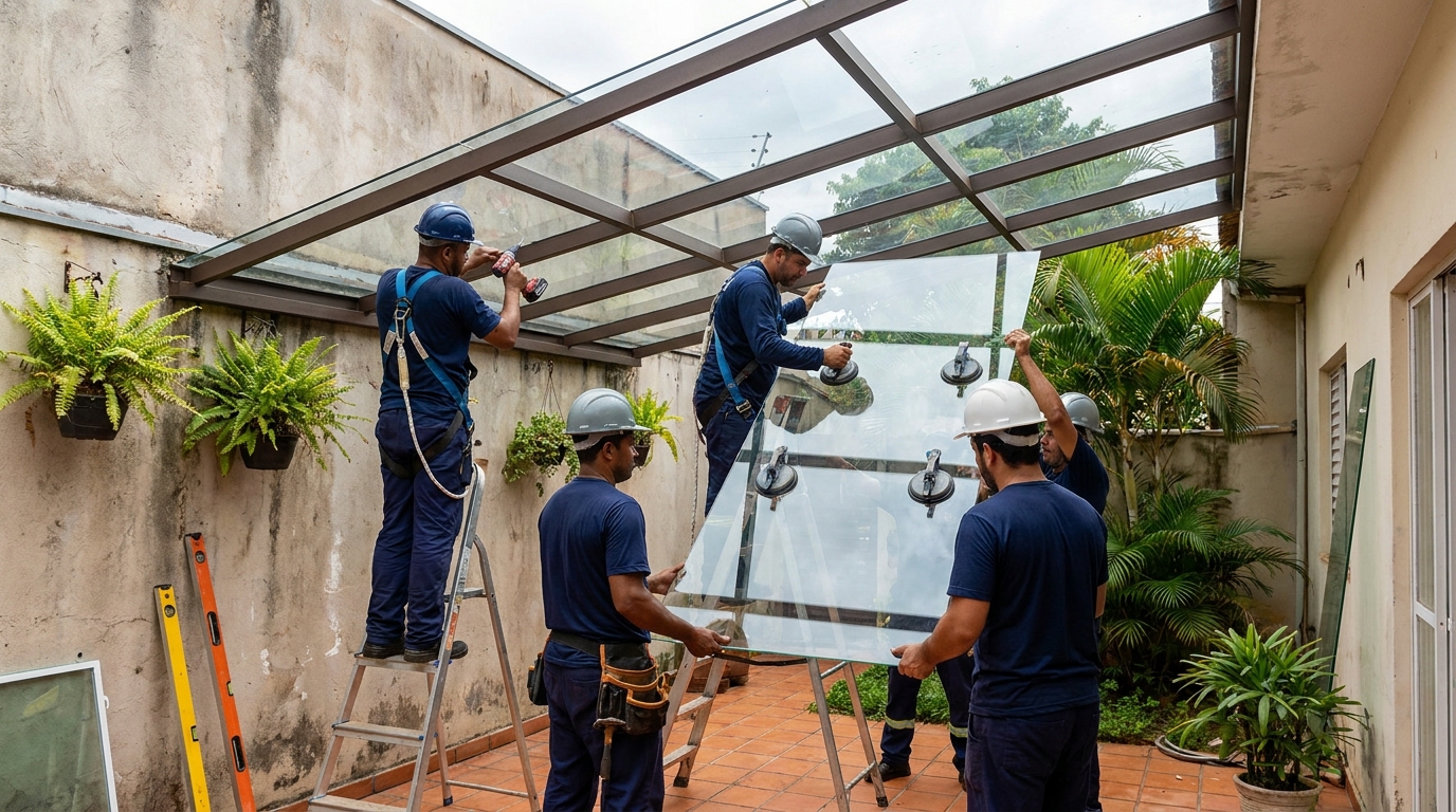 Instalação de cobertura de vidro em Rio Branco-AC
