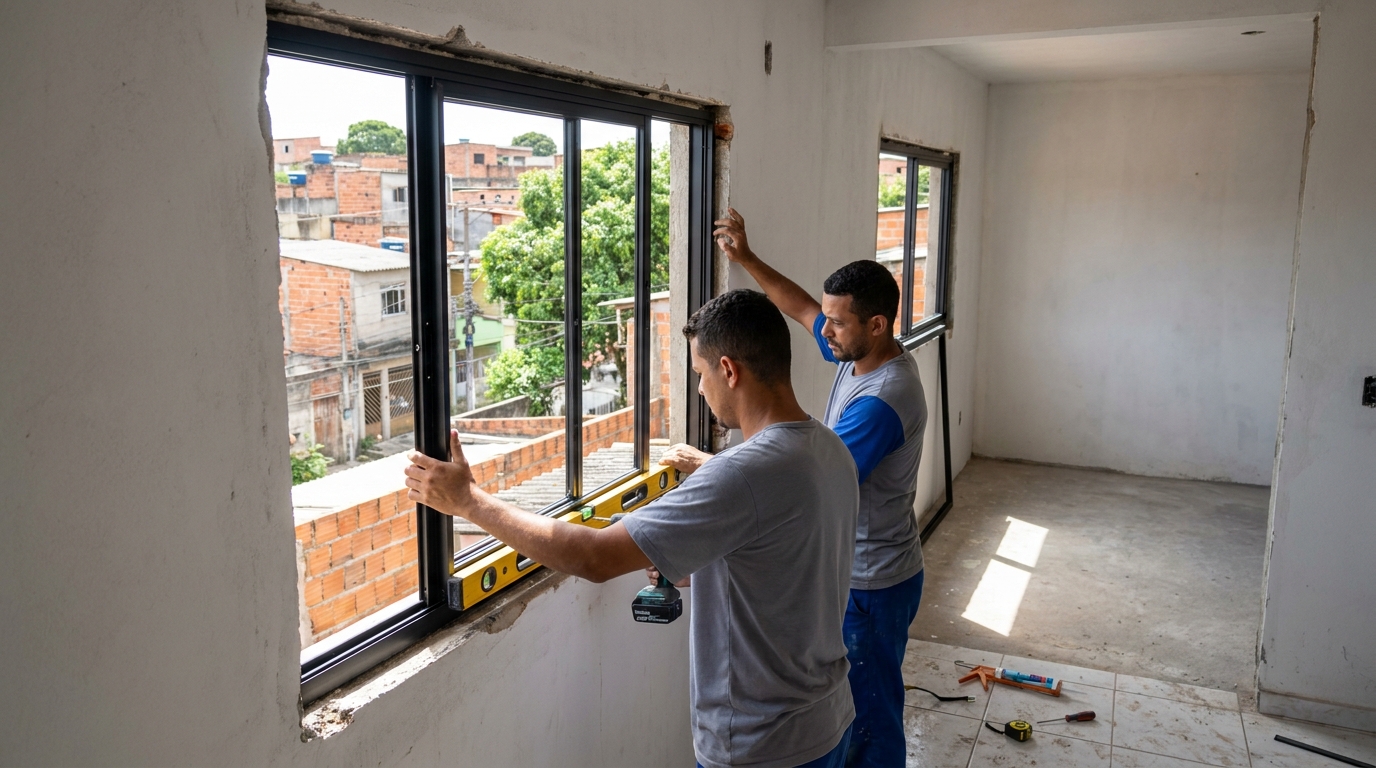 Esquadria de alumínio em obra em Rio Branco-AC